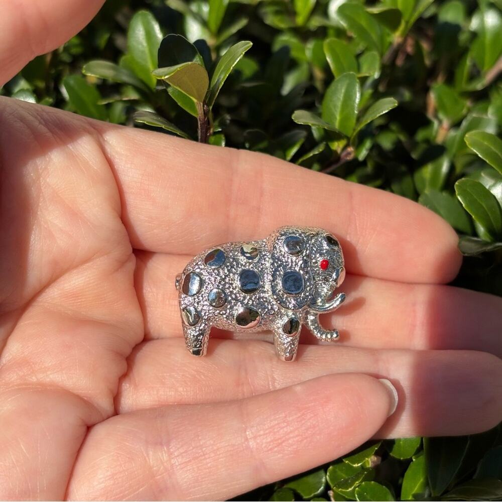 Silver Tone Elephant Pin Brooch